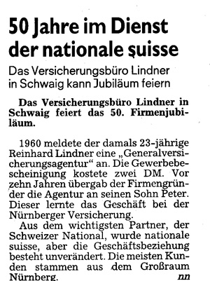 Nürnberger Nachrichten 25.11.2010 - Lindner Versicherungsbüro